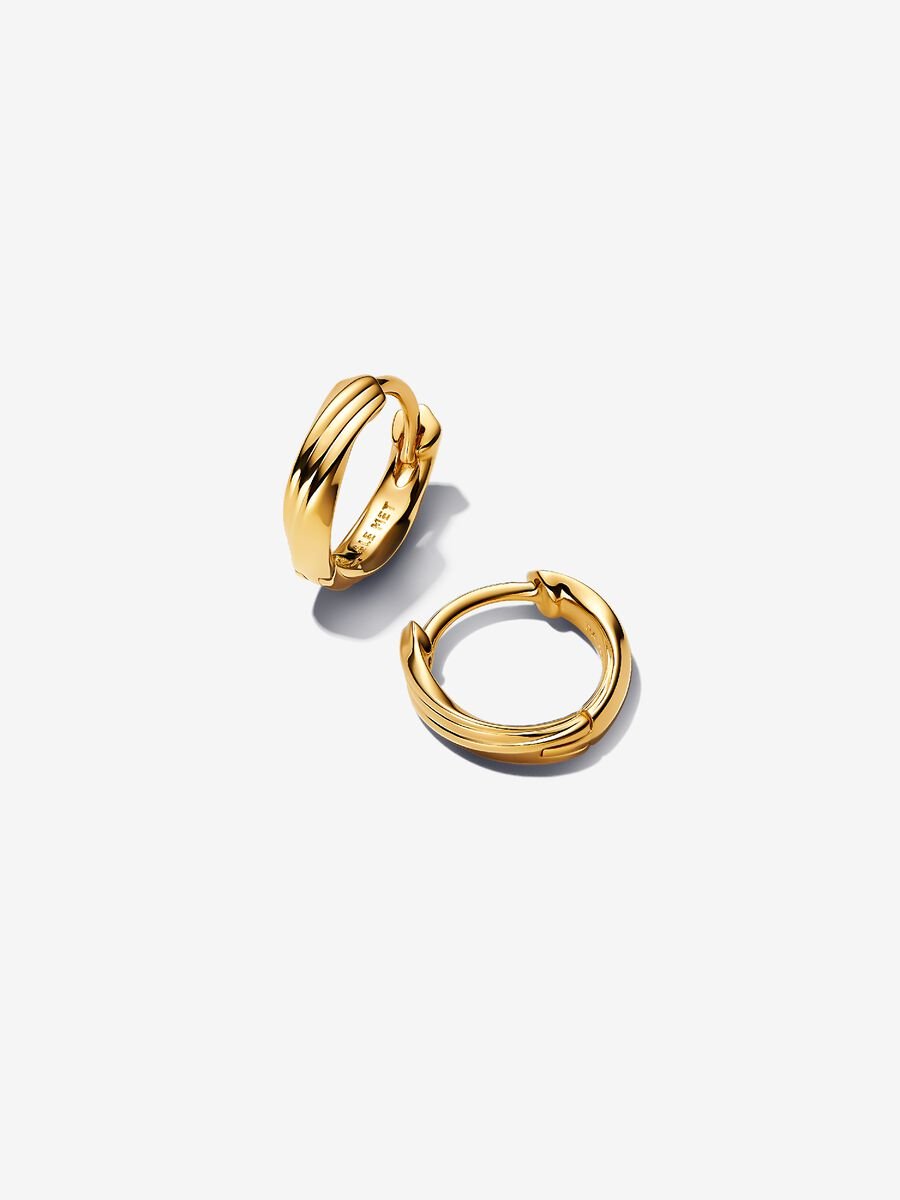 Brincos Huggie Torcidos Revestimento de ouro 14k