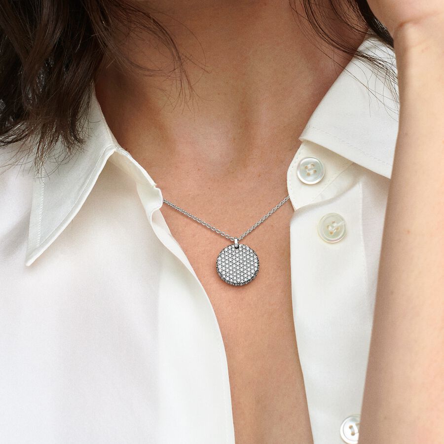 Colar Pendente Redondo Pavé Pandora Timeless