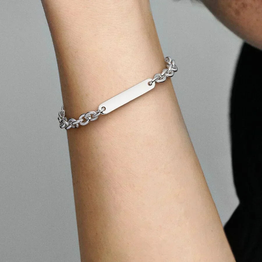 Pulseira de Elos com Barra Gravável