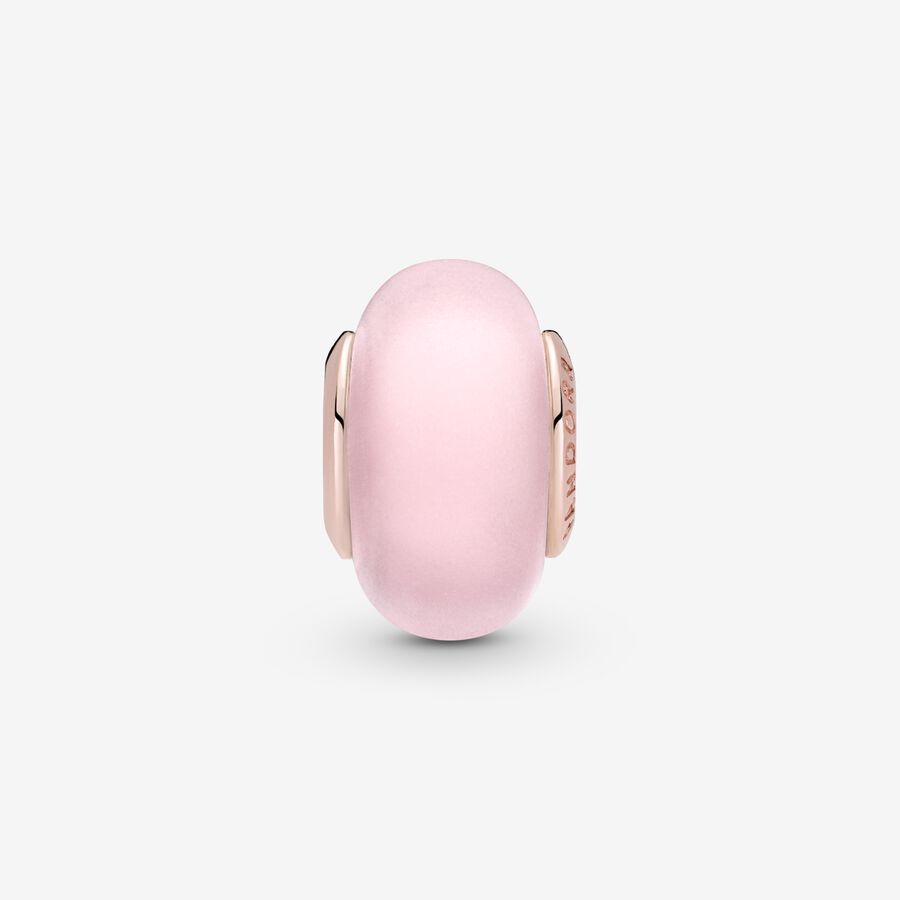 Conta Vidro Murano Rosa Mate