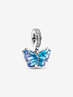 Conta Pendente Murano Borboleta Azul Prata
