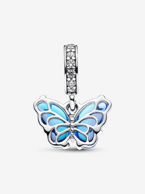 Conta Pendente Murano Borboleta Azul Prata